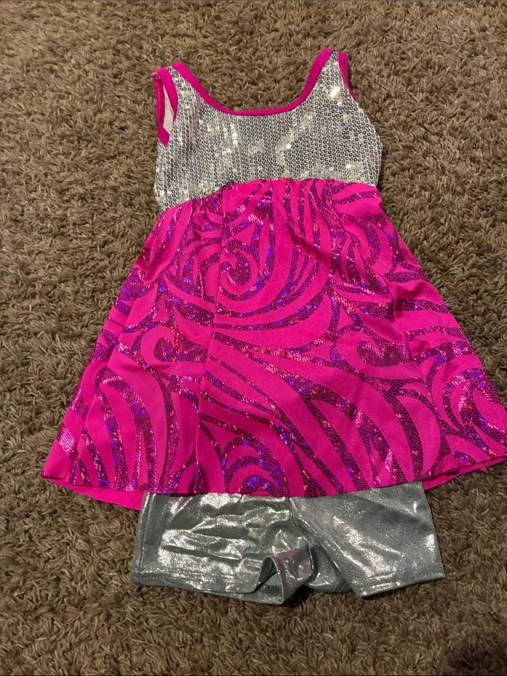 Girls pink and silver skating / dance costume
